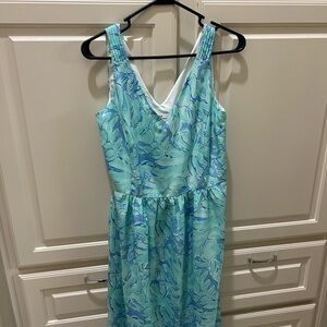 Vineyard Vines Pampanga Maxi Dress in the Capri Blue Palm Leaf